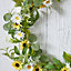 Daisy Chain Wreath Yellow & White Floral Front Door Easter Wreath Garland Rustic Spring Home Garden Porch Décor - 51cm