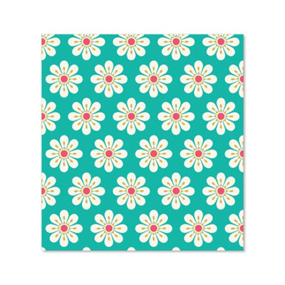 Daisy Pattern Premium Glass Kitchen Splashback W900mm x H750mm