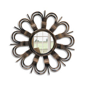 Daisy Petal Round Mirror Wall Decor Vanity Mirror for Living Room Bedroom 50cm(20") Rusty Brown Gold