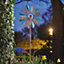 Daisy Wind Spinner with Solar Powered Crackle Glass Globe - Outdoor Decoration with Multicoloured LED Lights - H130 x 38 x D17cm