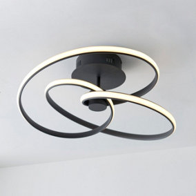 Dakari Black Contemporary Warm White LED Semi Flush Ceiling Light