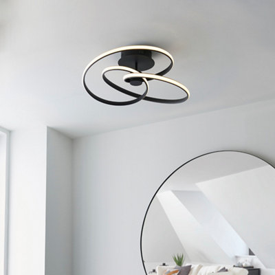 Dakari Black Contemporary Warm White LED Semi Flush Ceiling Light