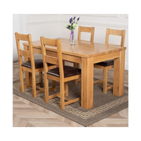 Dakota 152 x 87 cm Chunky Medium Oak Dining Table and 4 Chairs Dining Set with Lincoln Chairs
