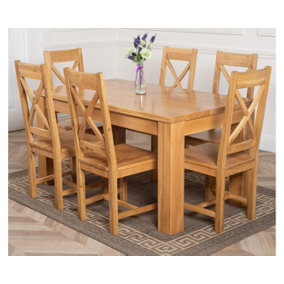 Dakota 152 x 87 cm Chunky Medium Oak Dining Table and 6 Chairs Dining Set with Berkeley Chairs