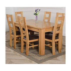 Dakota 152 x 87 cm Chunky Medium Oak Dining Table and 6 Chairs Dining Set with Yale Chairs