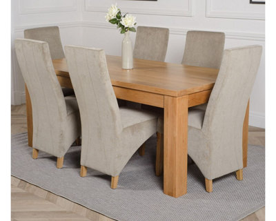 Dakota 182 x 92 cm Chunky Oak Large Dining Table and 6 Chairs Dining ...