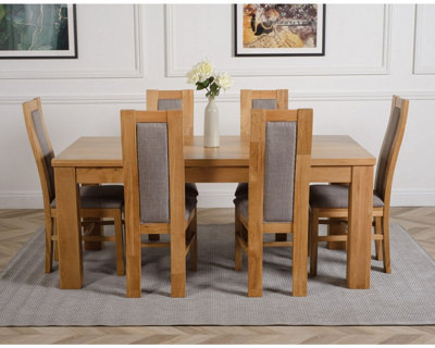 Dakota 182 x 92 cm Chunky Oak Large Dining Table and 6 Chairs Dining ...