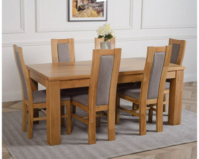 Dakota 182 x 92 cm Chunky Oak Large Dining Table and 6 Chairs Dining ...