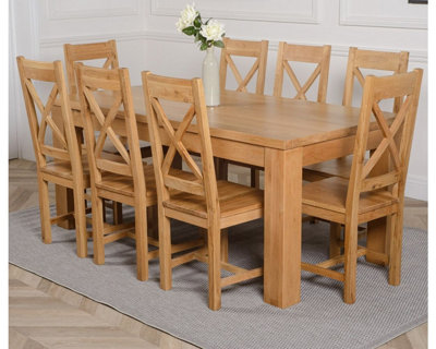 Dakota 182 x 92 cm Chunky Oak Large Dining Table and 8 Chairs Dining ...