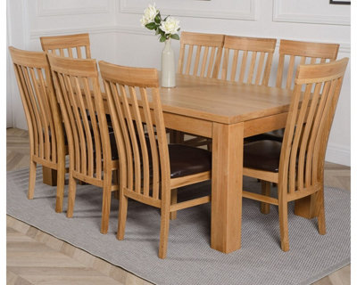 Dakota 182 x 92 cm Chunky Oak Large Dining Table and 8 Chairs Dining ...