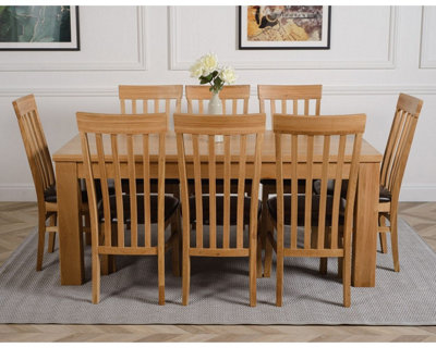 Dakota 182 x 92 cm Chunky Oak Large Dining Table and 8 Chairs Dining ...