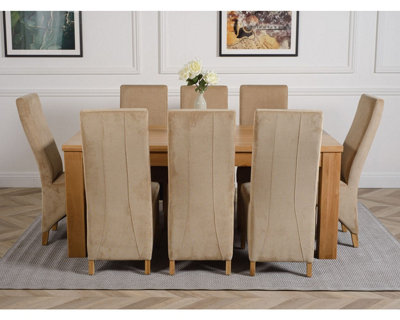 Dakota 182 x 92 cm Chunky Oak Large Dining Table and 8 Chairs Dining ...