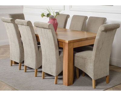 Dakota 182 x 92 cm Chunky Oak Large Dining Table and 8 Chairs Dining ...