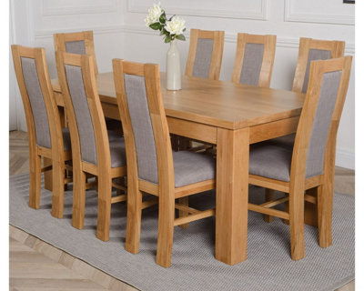 Dakota 182 x 92 cm Chunky Oak Large Dining Table and 8 Chairs Dining Set with Stanford Chairs