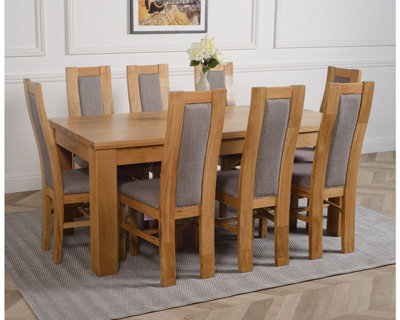 Dakota 182 x 92 cm Chunky Oak Large Dining Table and 8 Chairs Dining ...