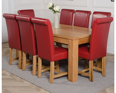 Dakota 182 x 92 cm Chunky Oak Large Dining Table and 8 Chairs Dining ...