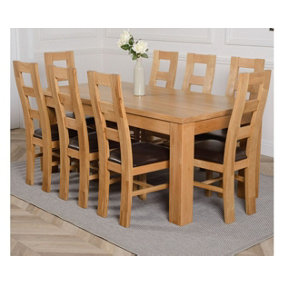 Dakota 182 x 92 cm Chunky Oak Large Dining Table and 8 Chairs Dining Set with Yale Chairs