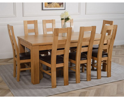 Dakota 182 x 92 cm Chunky Oak Large Dining Table and 8 Chairs Dining ...