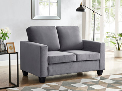 Buy Dakota 2 Seater Grey Velvet Fabric Sofa at B&Q