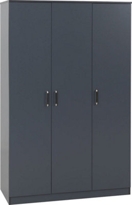 Dakota 3 Door Wardrobe Dark Grey Metal Drawer Hinges and Handles