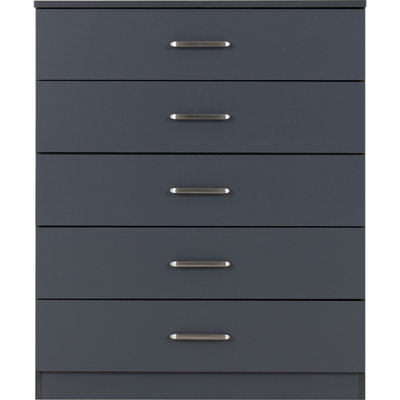 Dakota 5 Drawer Chest of Drawers Dark Grey