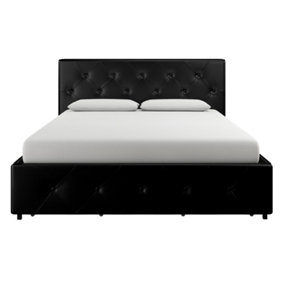 Dakota bed with storage in black pu, double
