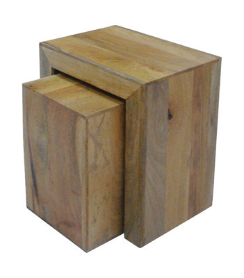 Dakota Cube Nest Tables - Mango Wood - L35 x W50 x H54 cm - Light Finish