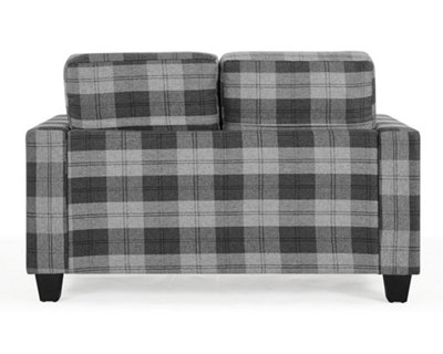 Grey Tartan Fabric High Back Armchair - Rupert - Furniture123