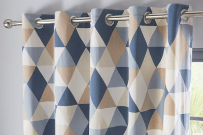 Dakota Navy Eyelet Curtains 46 x 72