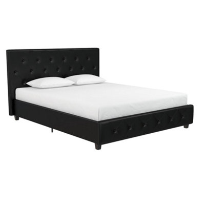 Dakota upholstered bed in black pu, double
