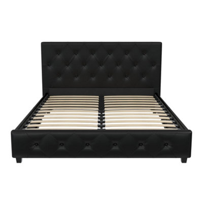 Dakota upholstered bed in black pu