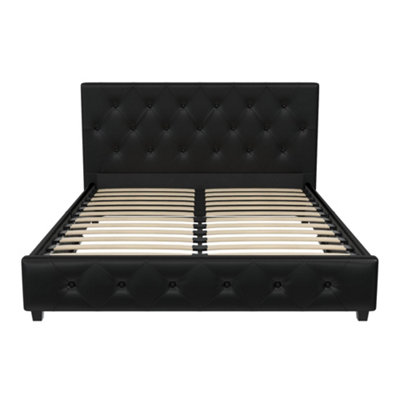 Dakota Upholstered Bed PU Black, Double