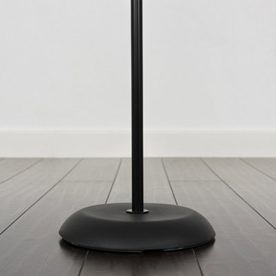Dalby Gloss Black Single Uplighter Modern Floor Lamp With White Shade