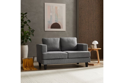 Dale 2 Seater Linen Sofa, Dark Grey Linen Fabric
