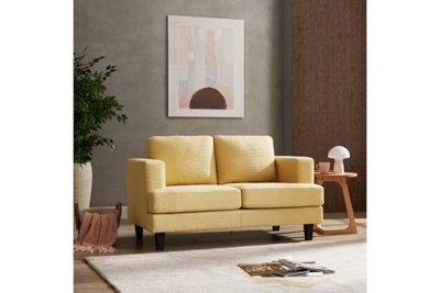 Dale 2 Seater Linen Sofa, Mustard Linen Fabric