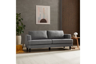 Dale 3 Seater Sofa, Dark Grey Linen Fabric | DIY at B&Q