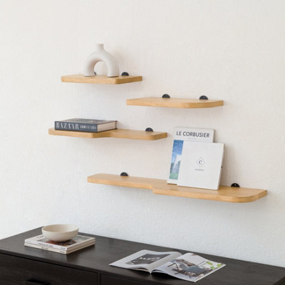 Dale Set of 4 Wall Mounted Shelves, Floating Storage Shelves in Solid ...