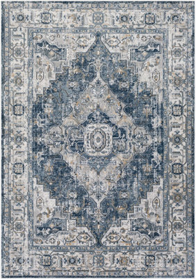 DALILA Vintage Traditional Oriental Boho Charcoal Area Rug 200 x 275 cm