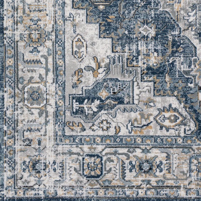 DALILA Vintage Traditional Oriental Boho Charcoal Area Rug 200 x 275 cm