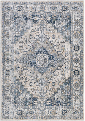 DALILA Vintage Traditional Oriental Boho Dark Blue Area Rug 160 x 220 cm
