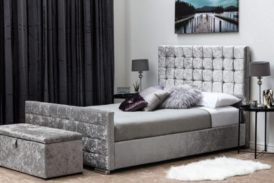 Silver velvet outlet double bed