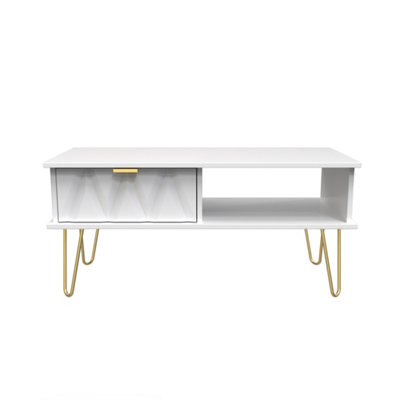 Dallas 1 Drawer Coffee Table in White Matt (Ready Assembled)