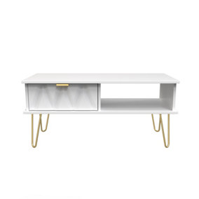 Dallas 1 Drawer Coffee Table in White Matt (Ready Assembled)