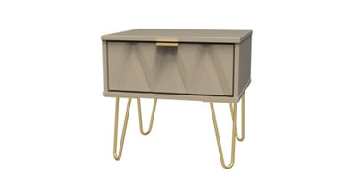 Dallas 1 Drawer Side Table in Mushroom (Ready Assembled)