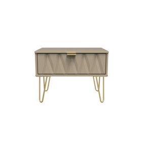 Dallas 1 Drawer Wide Side Table in Mushroom (Ready Assembled)