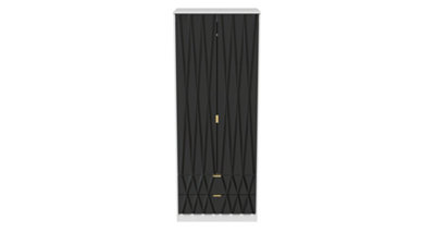 Dallas 2 Door 2 Drawer Wardrobe in Deep Black & White (Ready Assembled)