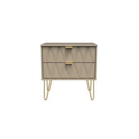 Dallas 2 Drawer Side Table in Mushroom (Ready Assembled)