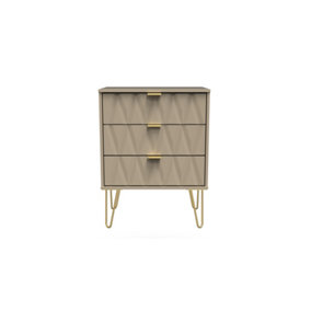 Dallas 3 Drawer Midi Sideboard in Mushroom (Ready Assembled)