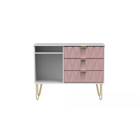 Dallas 3 Drawer TV Unit in Kobe Pink & White (Ready Assembled)