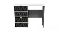Dallas 4 Drawer Vanity in Deep Black & White (Ready Assembled)